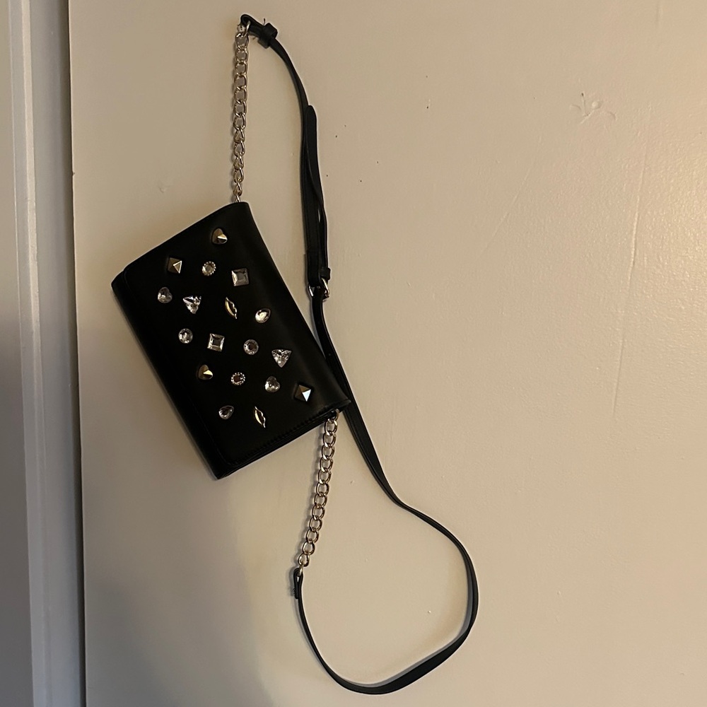 Betsey Johnson Black Crossbody Bag with Silver Studs